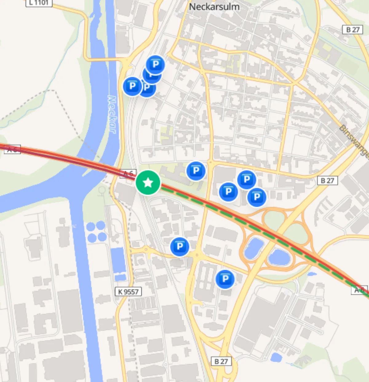Parking spots at meeting point