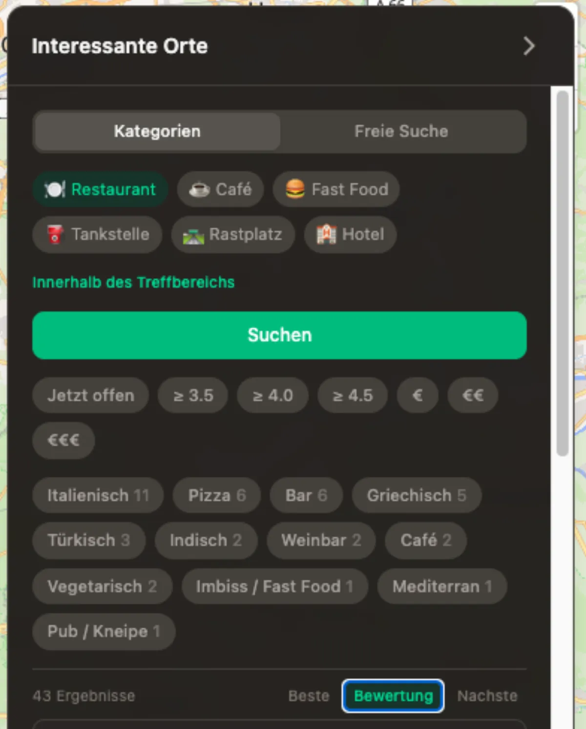 Halfway POI filtering